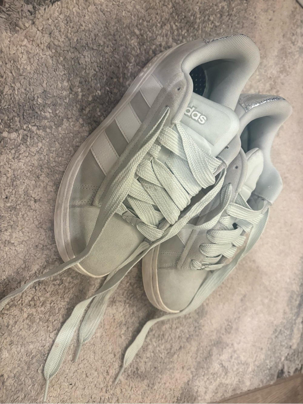 adidas Women's Pale Gray Suede & Mesh Sneakers